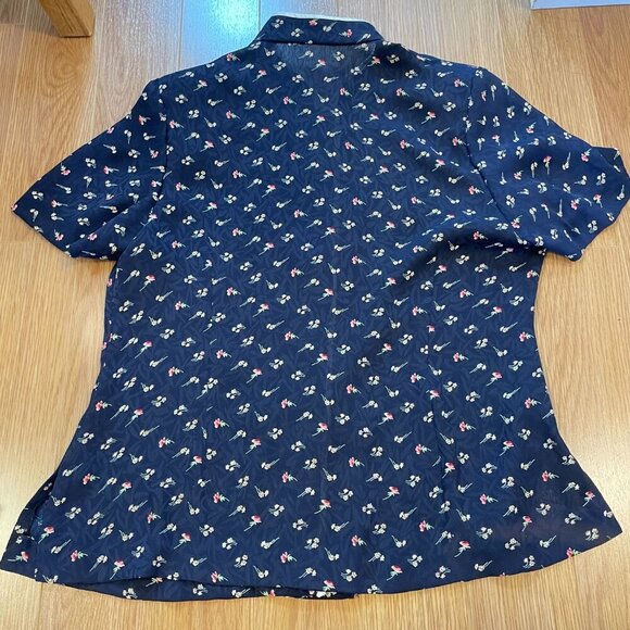 Vintage Floral Chinese Style Blouse Navy – S - Picture 5 of 9